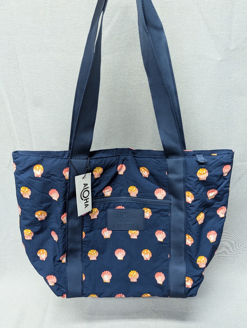 ALOHA Collection Navy Tote with Pink and Gold Shells NWT